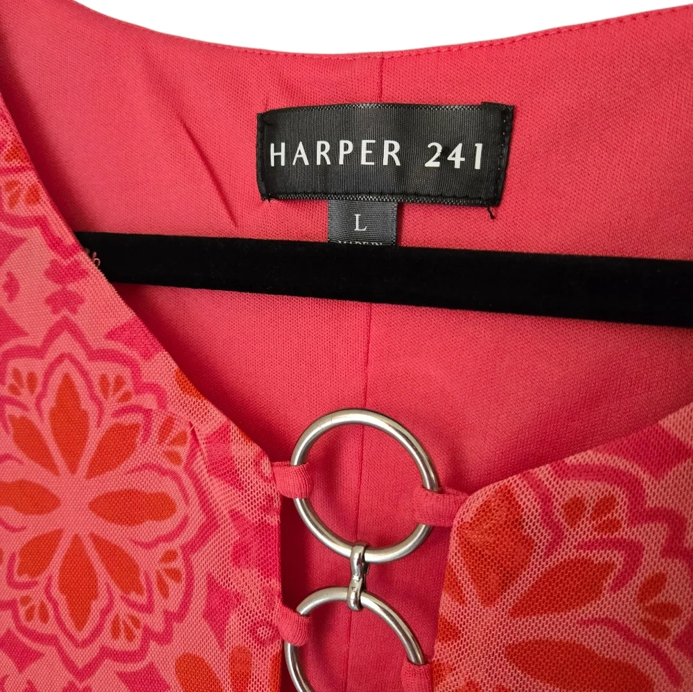Harper 241 Floral Pattern Mini Dress with Decorative Buttons - Picture 4 of 10